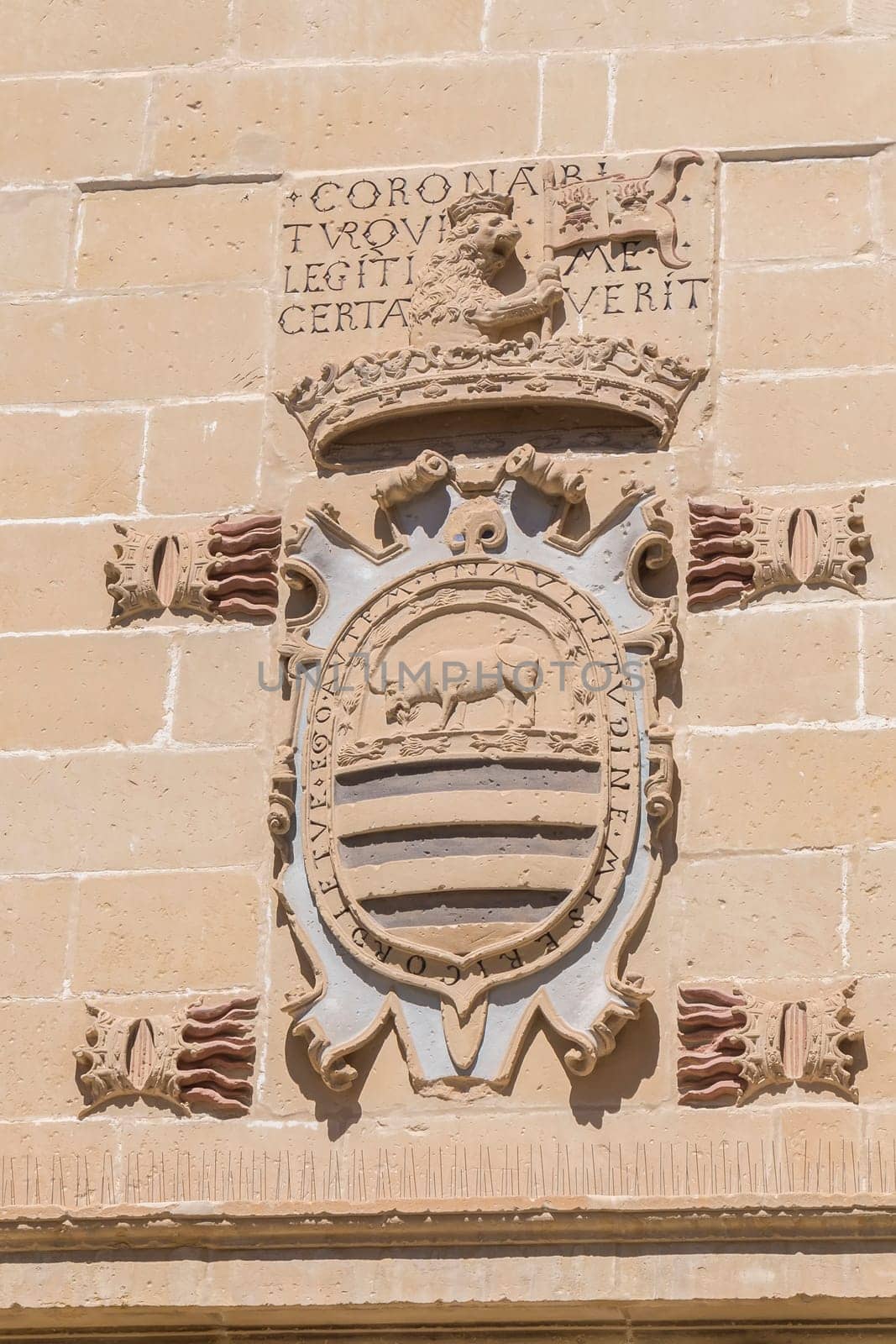Old justice house and jail facade detail, now City Hall, Baeza, Spain