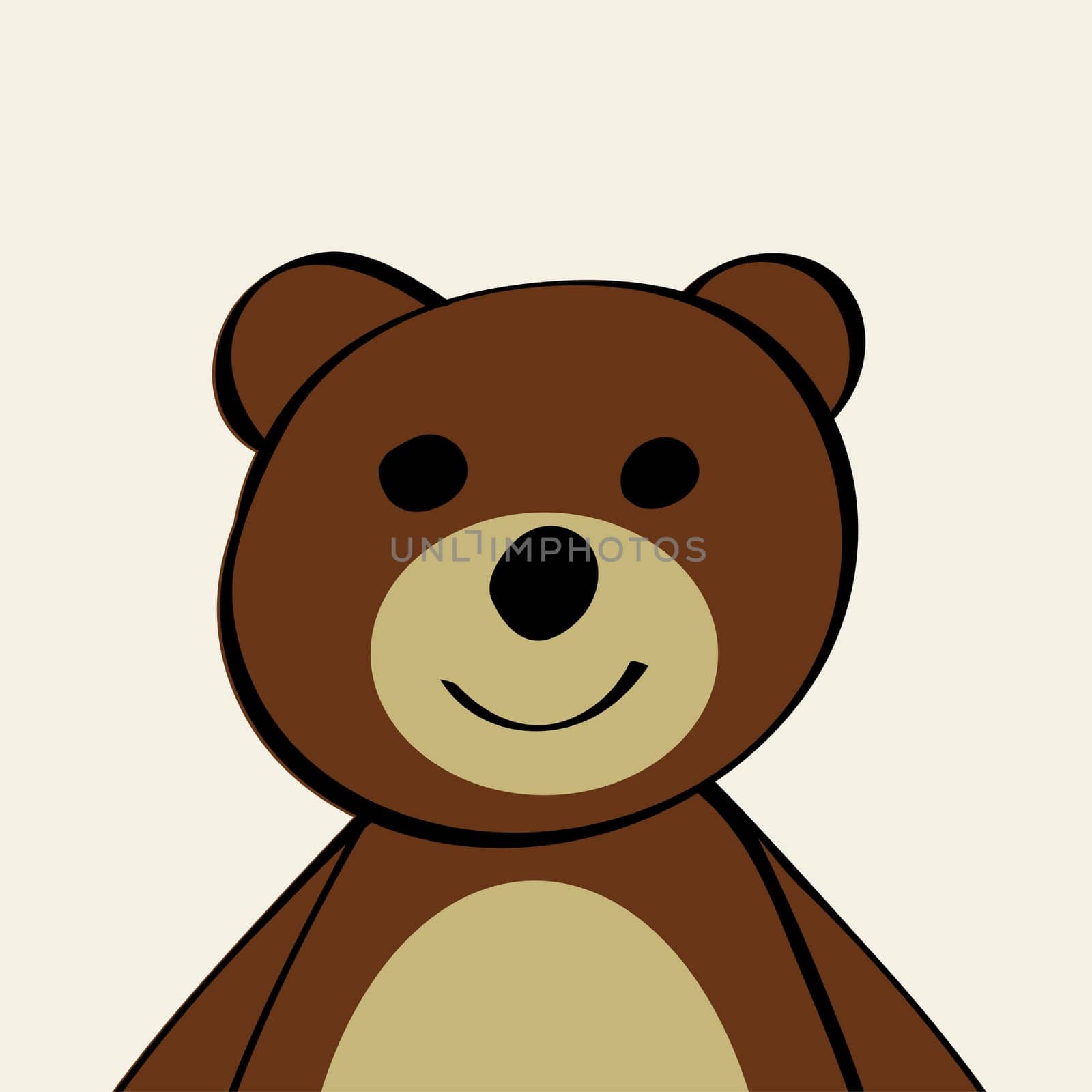 Bear Funny cartoon animal toy. Vector illustration.