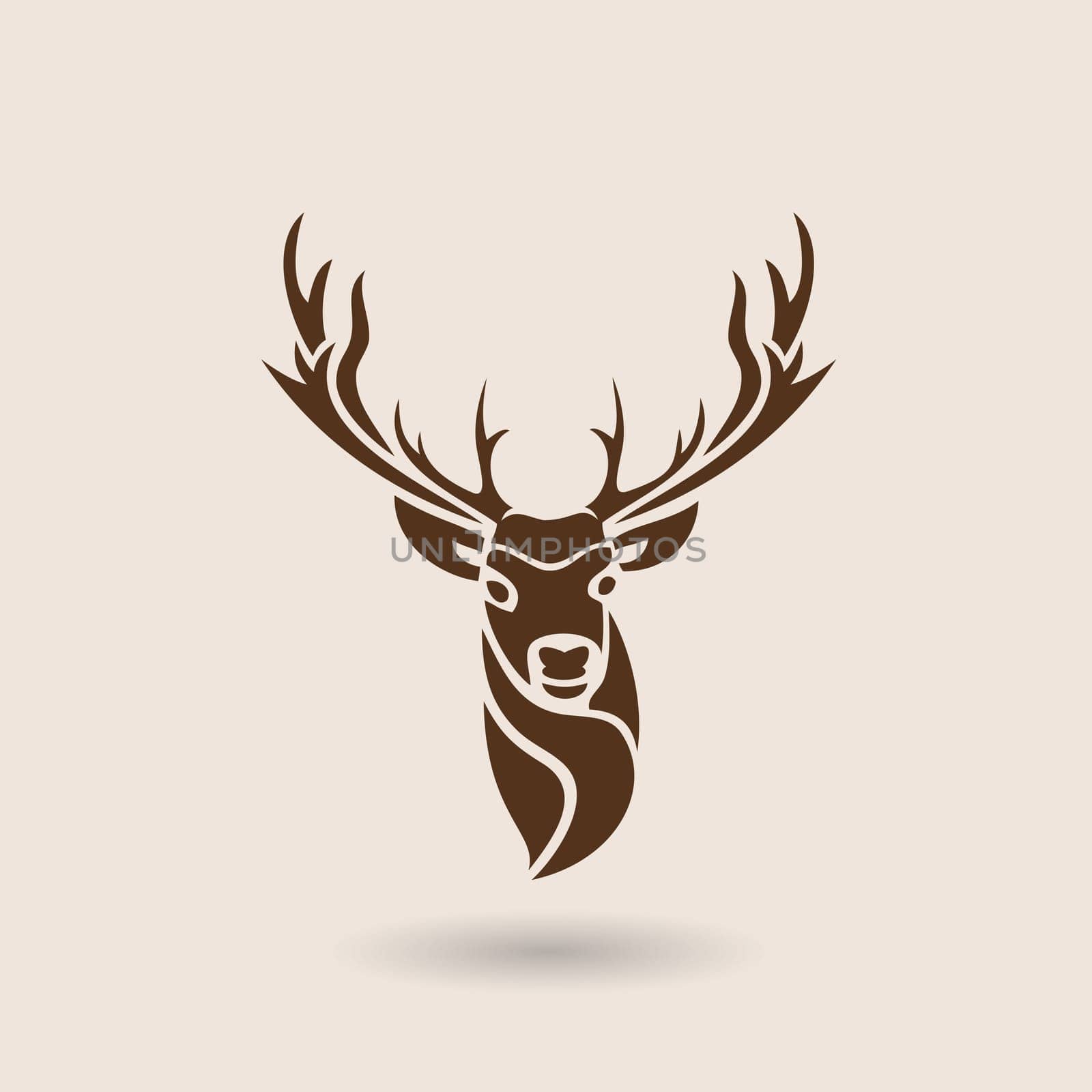 Deer  animal symbol, lemblem or sticker for branding, printing, sports team. Vector illustration.