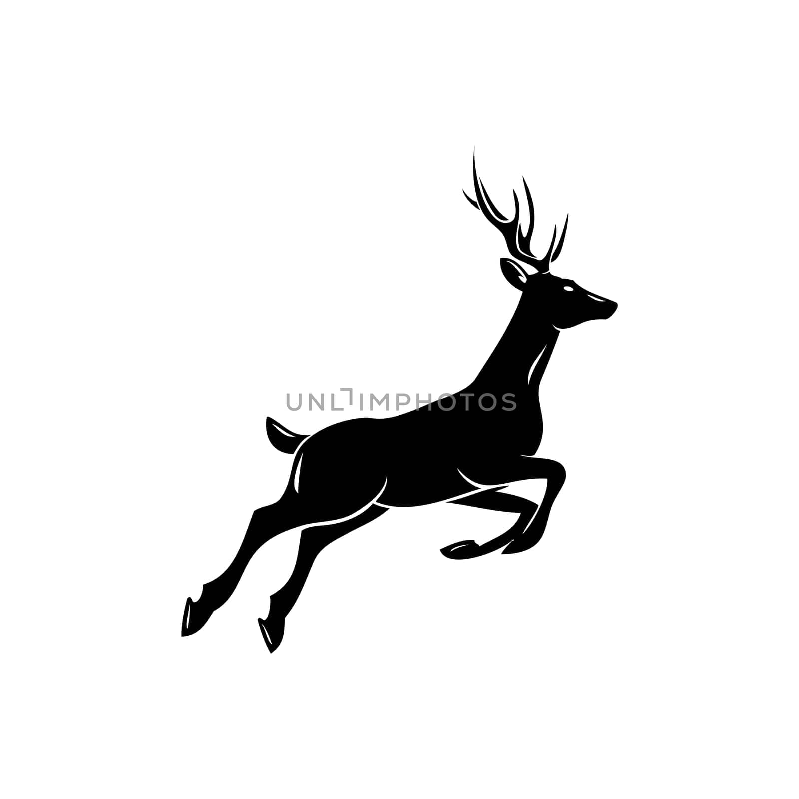 Deer  animal symbol, lemblem or sticker for branding, printing, sports team. Vector illustration.