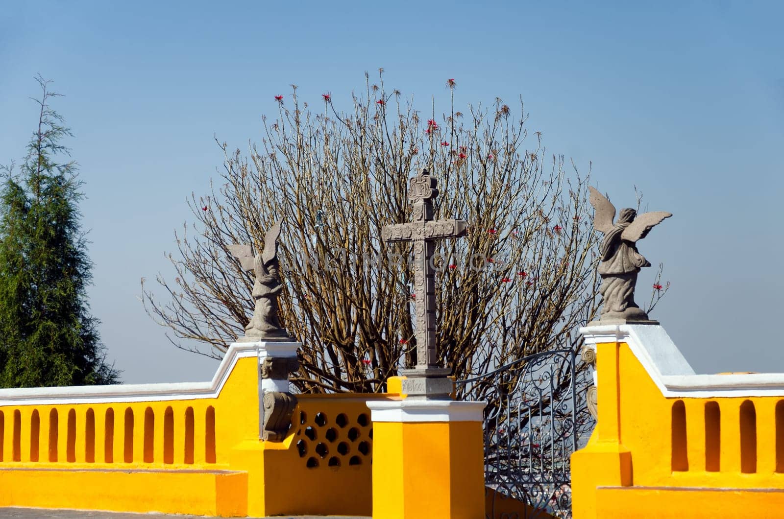 Entrance of Nuestra Senora de los Remedios Sanctuary in Cholula, Mexico