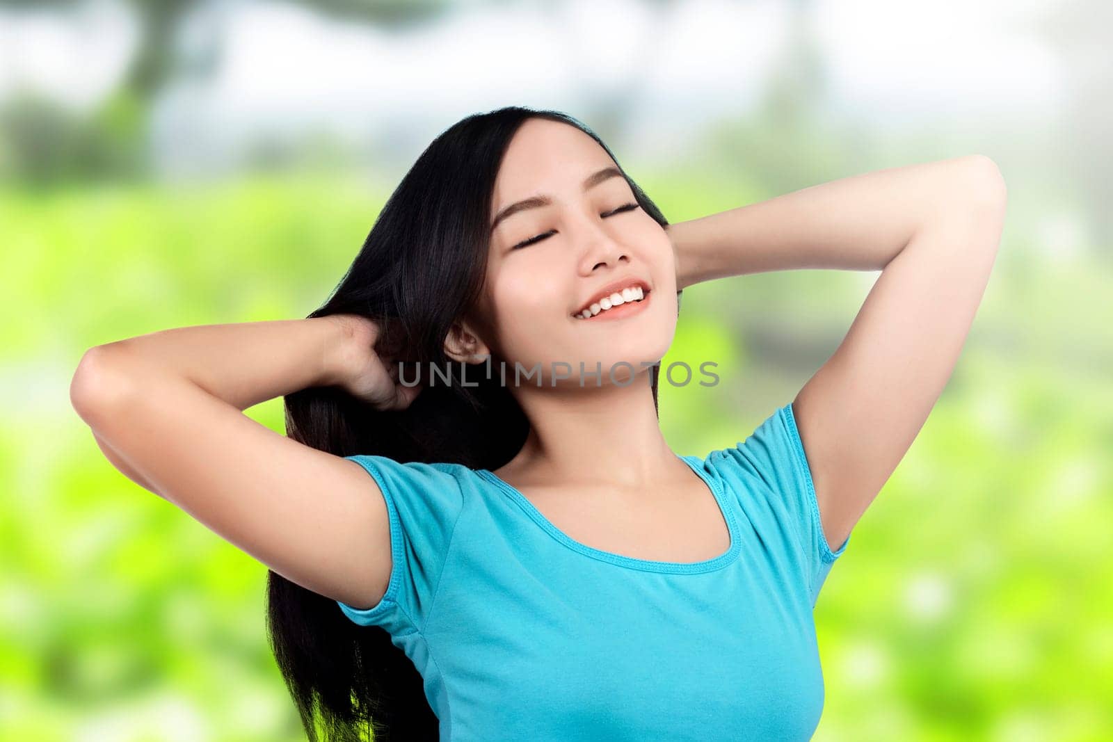 Free happy woman enjoying nature. Freedom concept