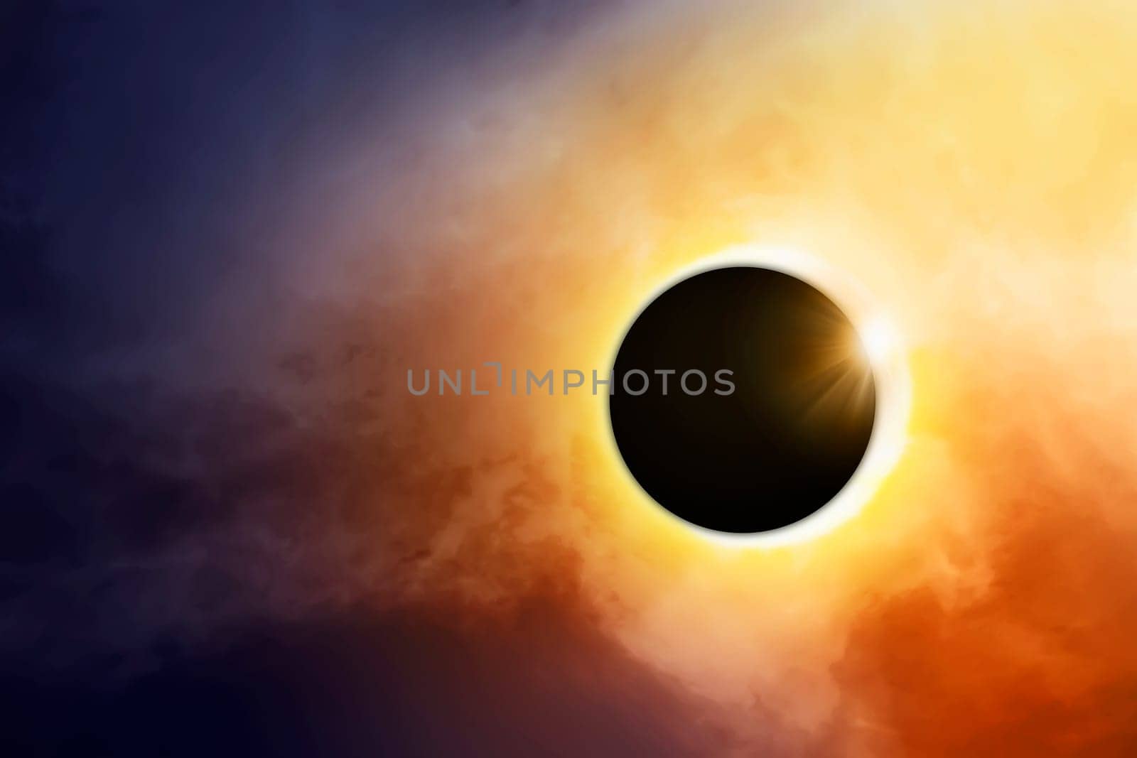 Total solar eclipse over the dark sky