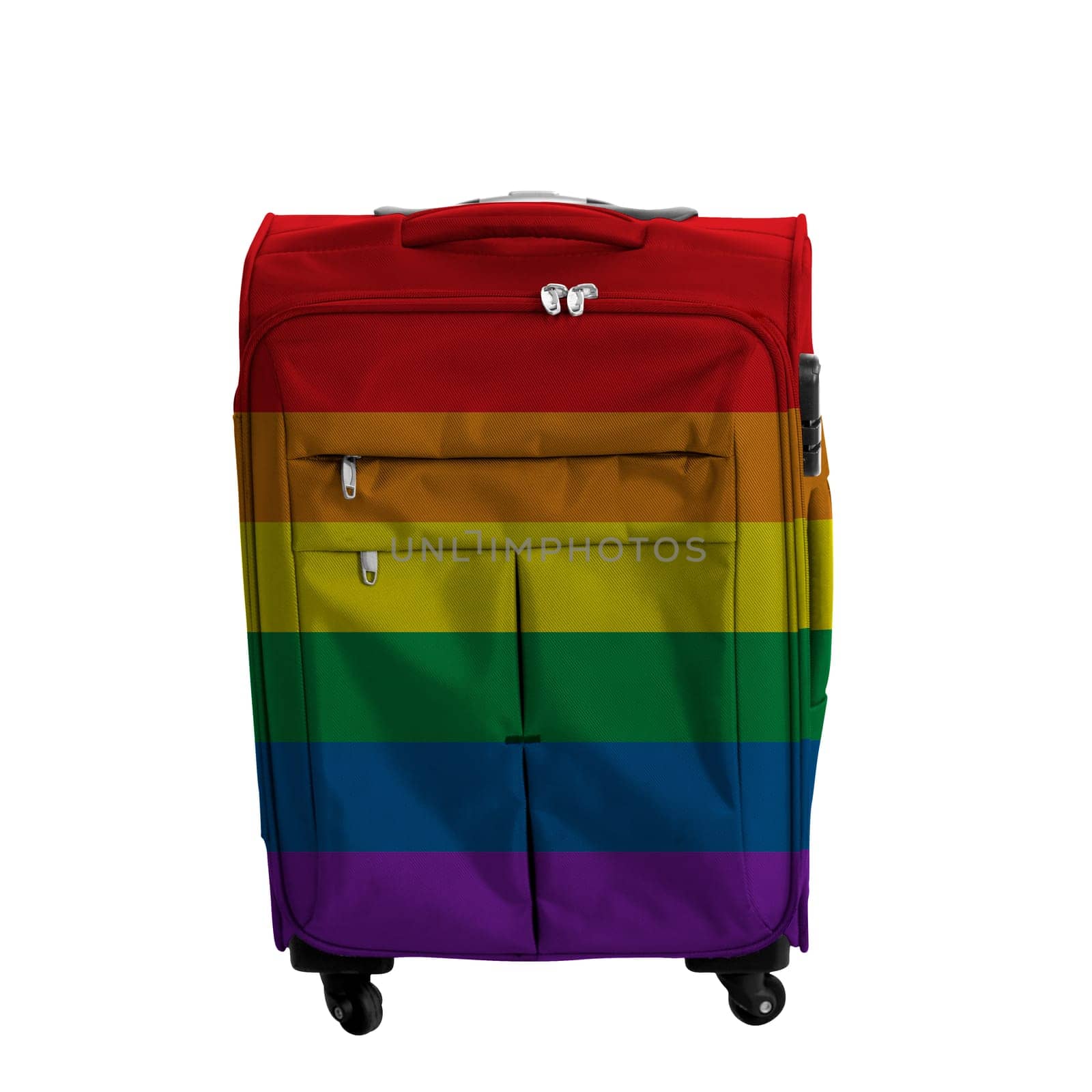 Travel baggage with LGBT Flag isolated over white background