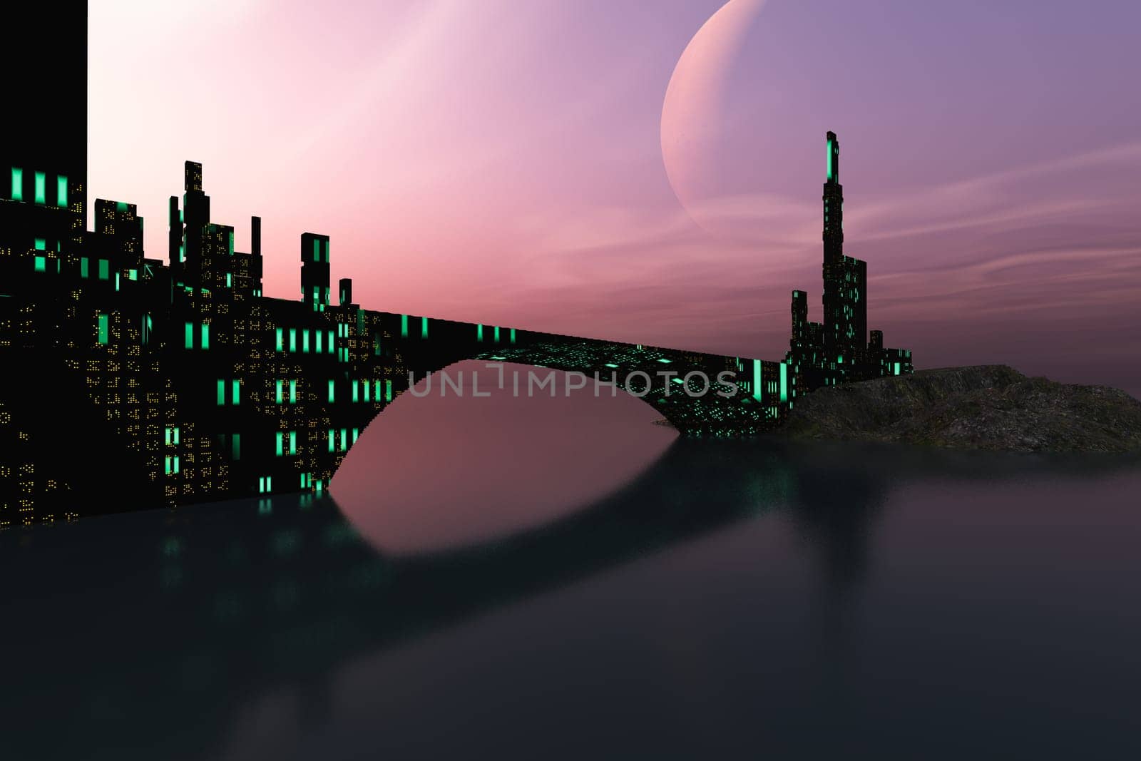 Modern architecture is the norm on this alien planet which is an Earth colony.