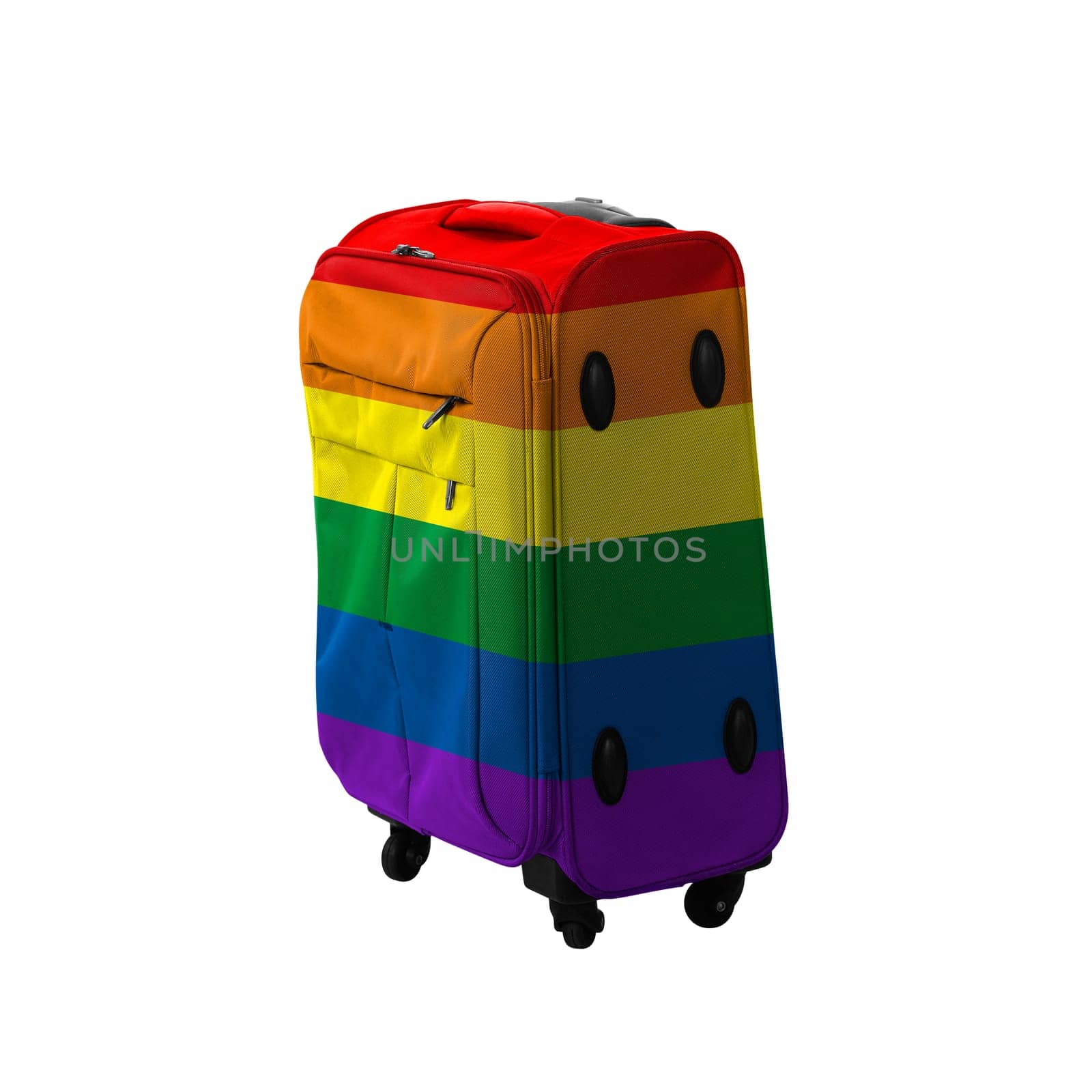 Travel baggage with LGBT Flag isolated over white background