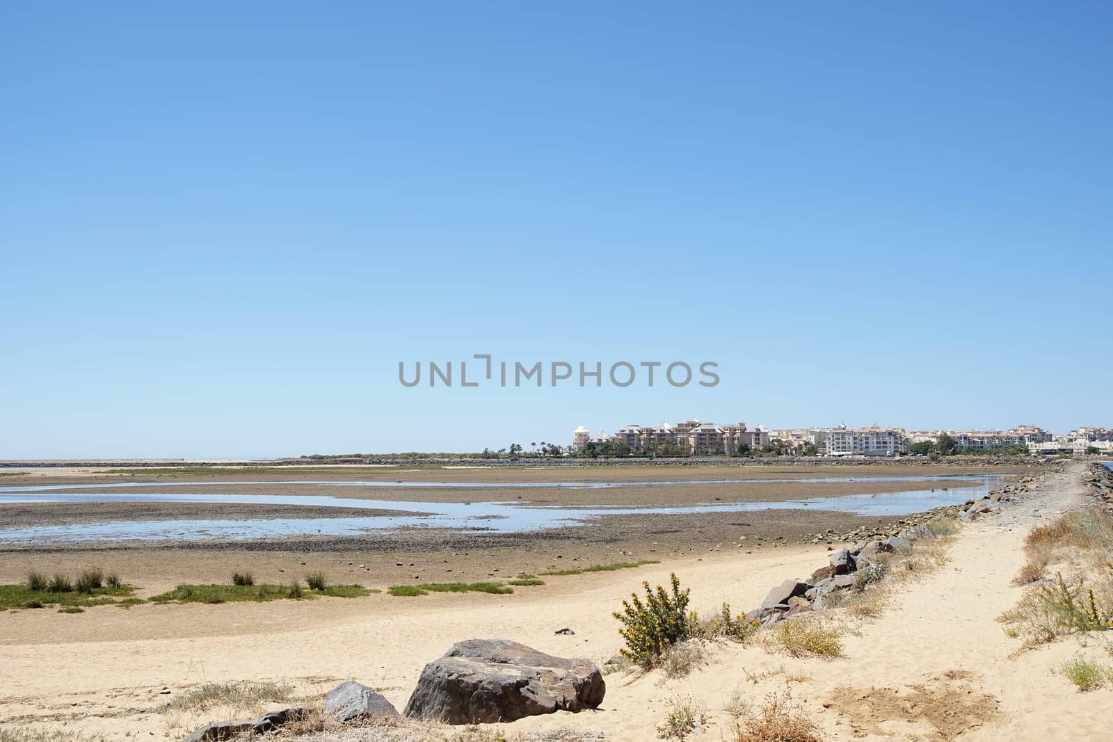 Marshland at low tide in isla canela