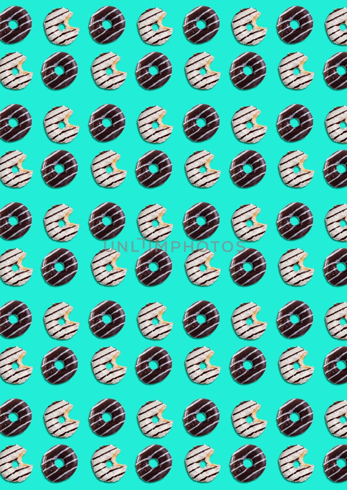 The bitten chocolate cookie sprinkled. Abstract pattern