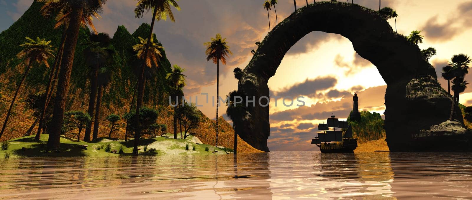 A tall ship ventures up a deep river to deliver its cargo to a far port.