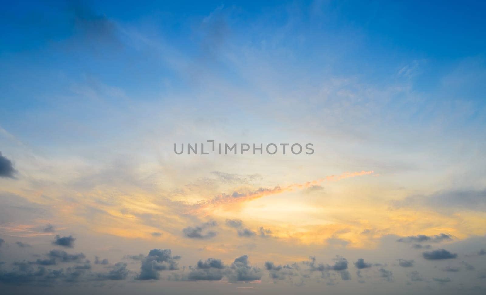 Dramatic sunset and sunrise cloudy sky background
