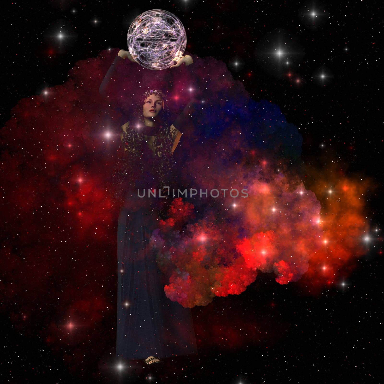 Adora, goddess of the Heavens, spreads stars, planets and galaxies throughout the universe.