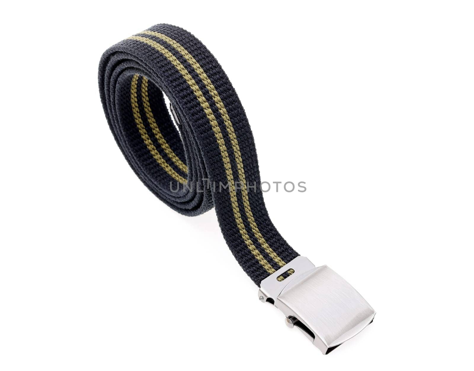 blue color woven belt isolated on white background