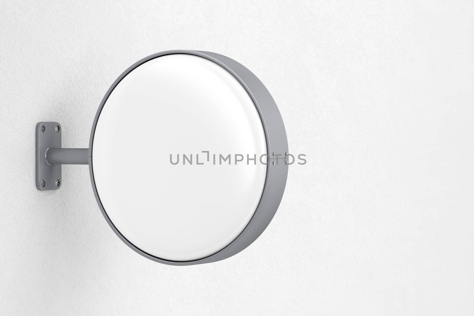 Blank round signboard on the wall