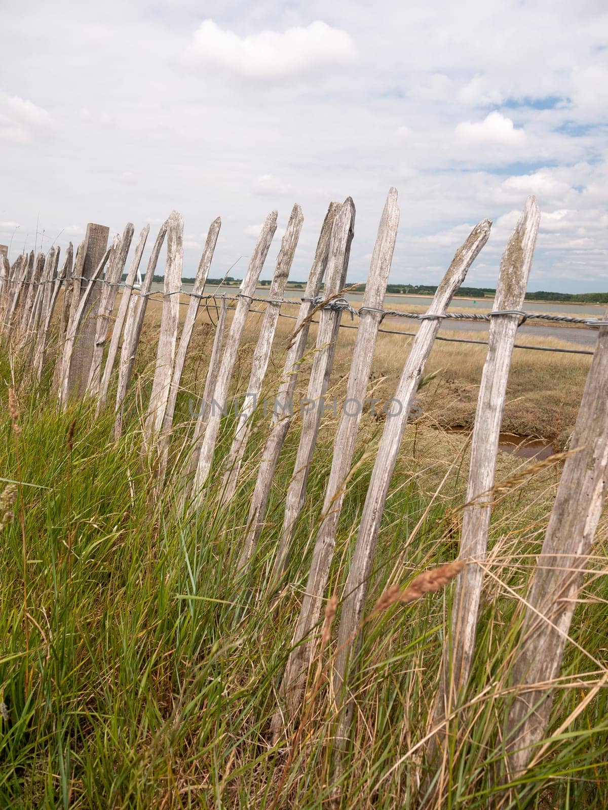 wooden old fence outside coast line walking path  England  UK