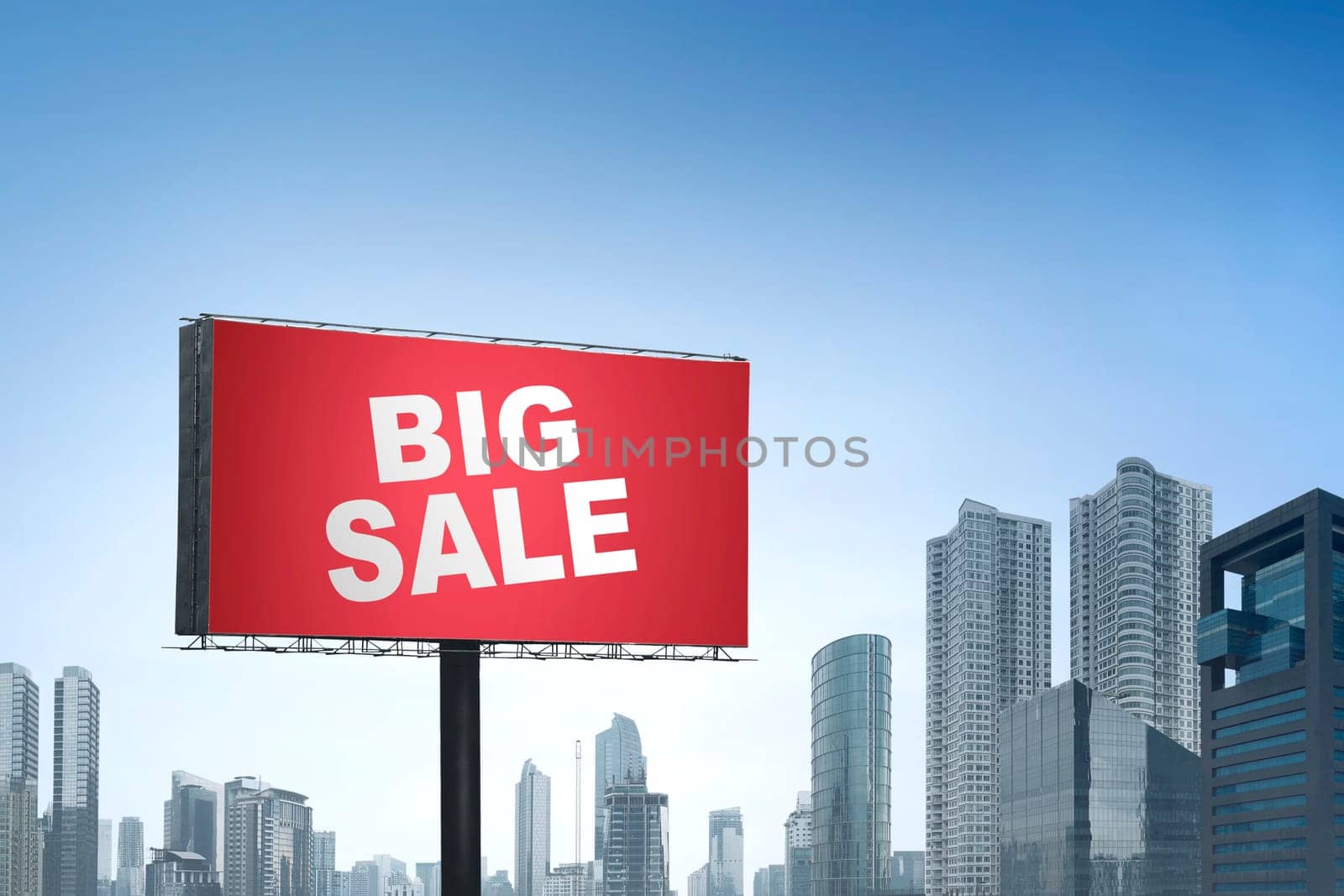Big sales on Black Friday at billboard advert on the city