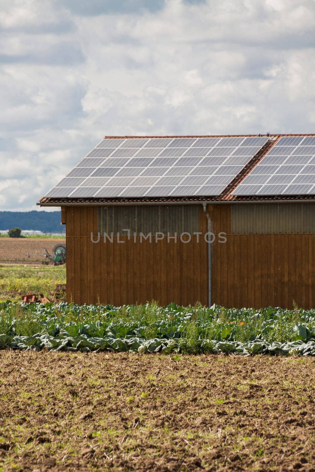 Photovoltaic solar cells on a roof alternative energy in outdoor sunshine