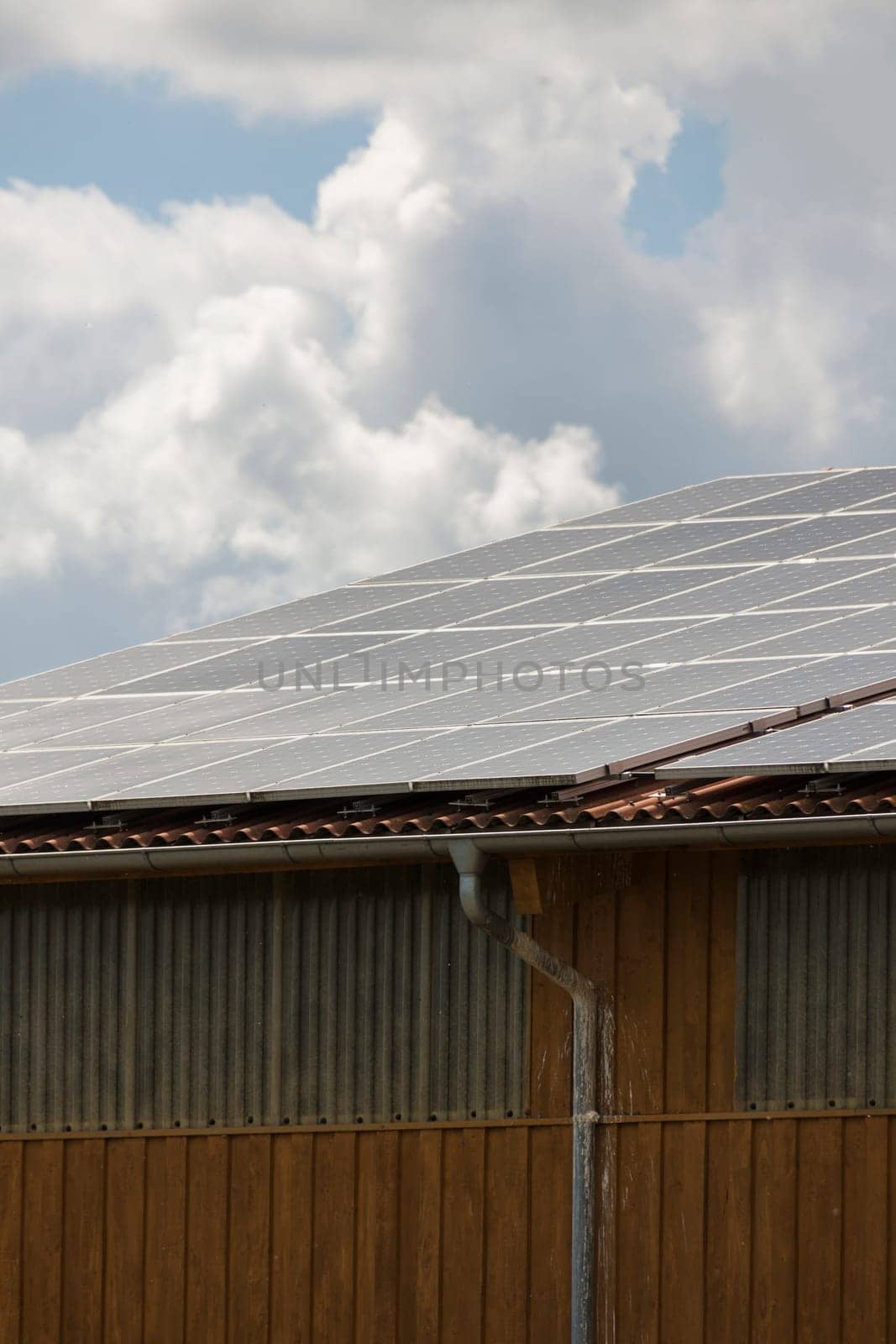 Photovoltaic solar cells on a roof alternative energy in outdoor sunshine