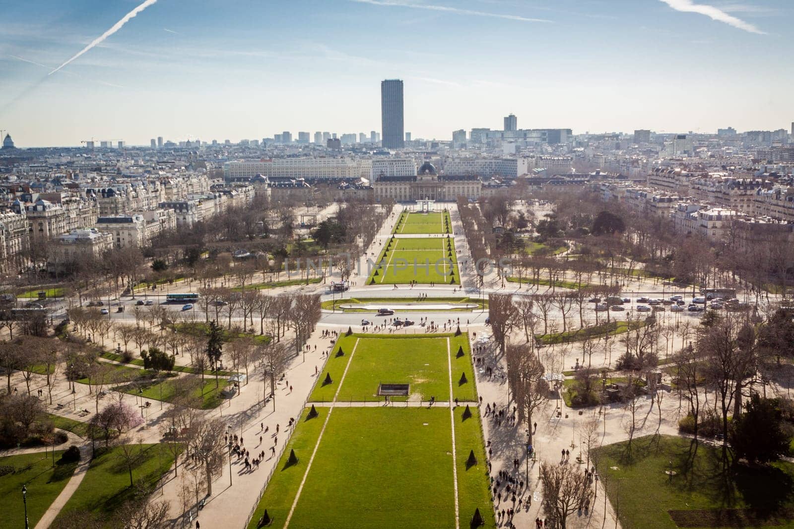 Skyline of Paris with cityscape on the Saine with blue sky in summer