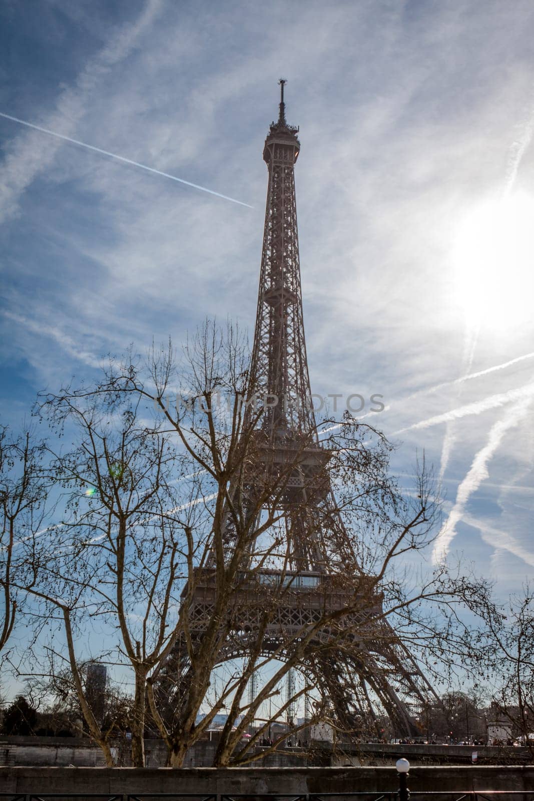 eiffeltower in paris landmark in front of blue sky in spring architecture view