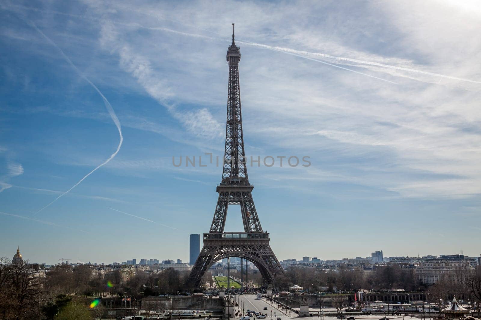 eiffeltower in paris landmark in front of blue sky in spring architecture view