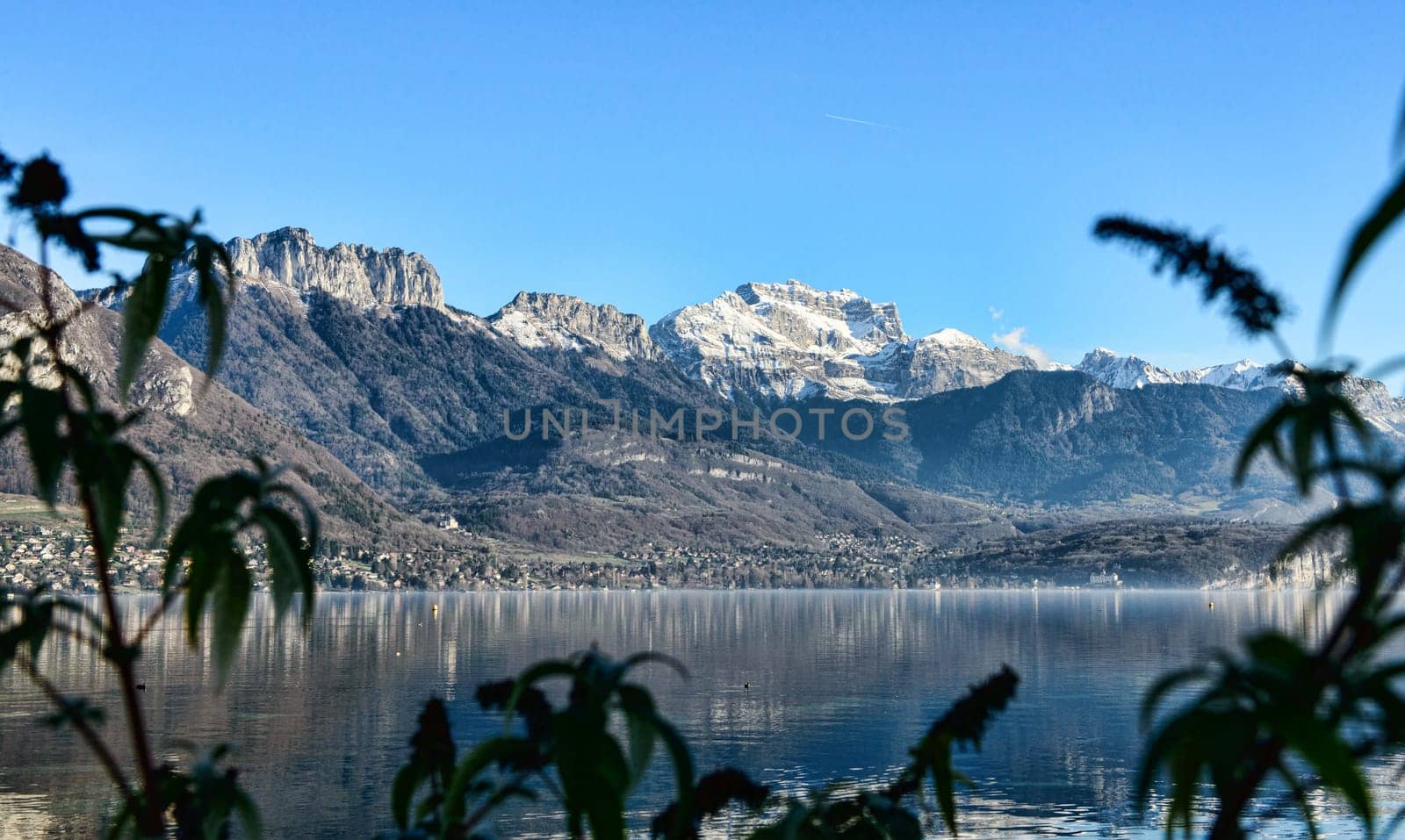 Lake Annecy in France in autumn at sunset