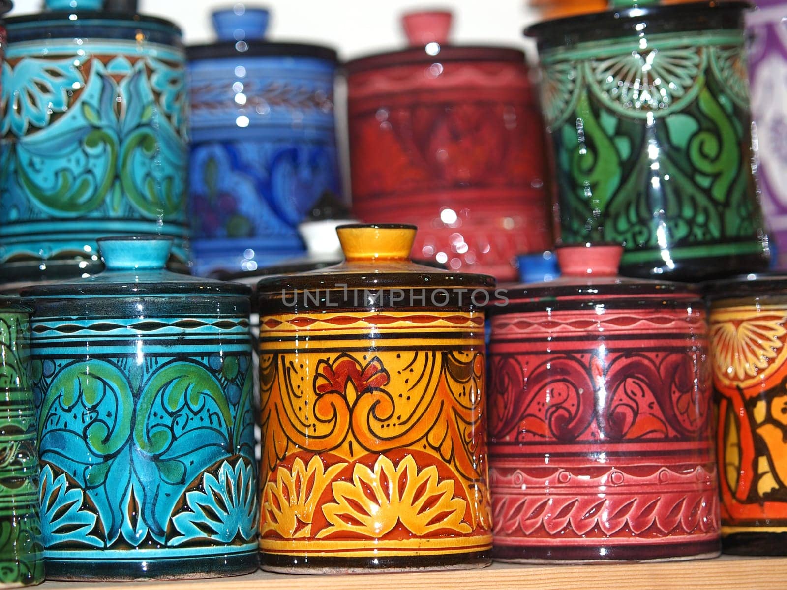 clay pots on open market
