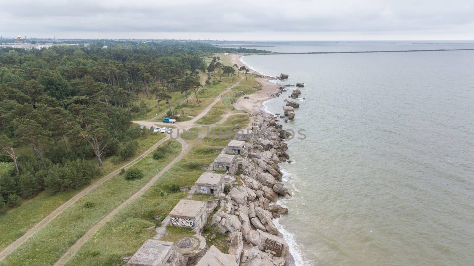 Liepaja Latvia Baltic Sea Seaside Aerial drone top view