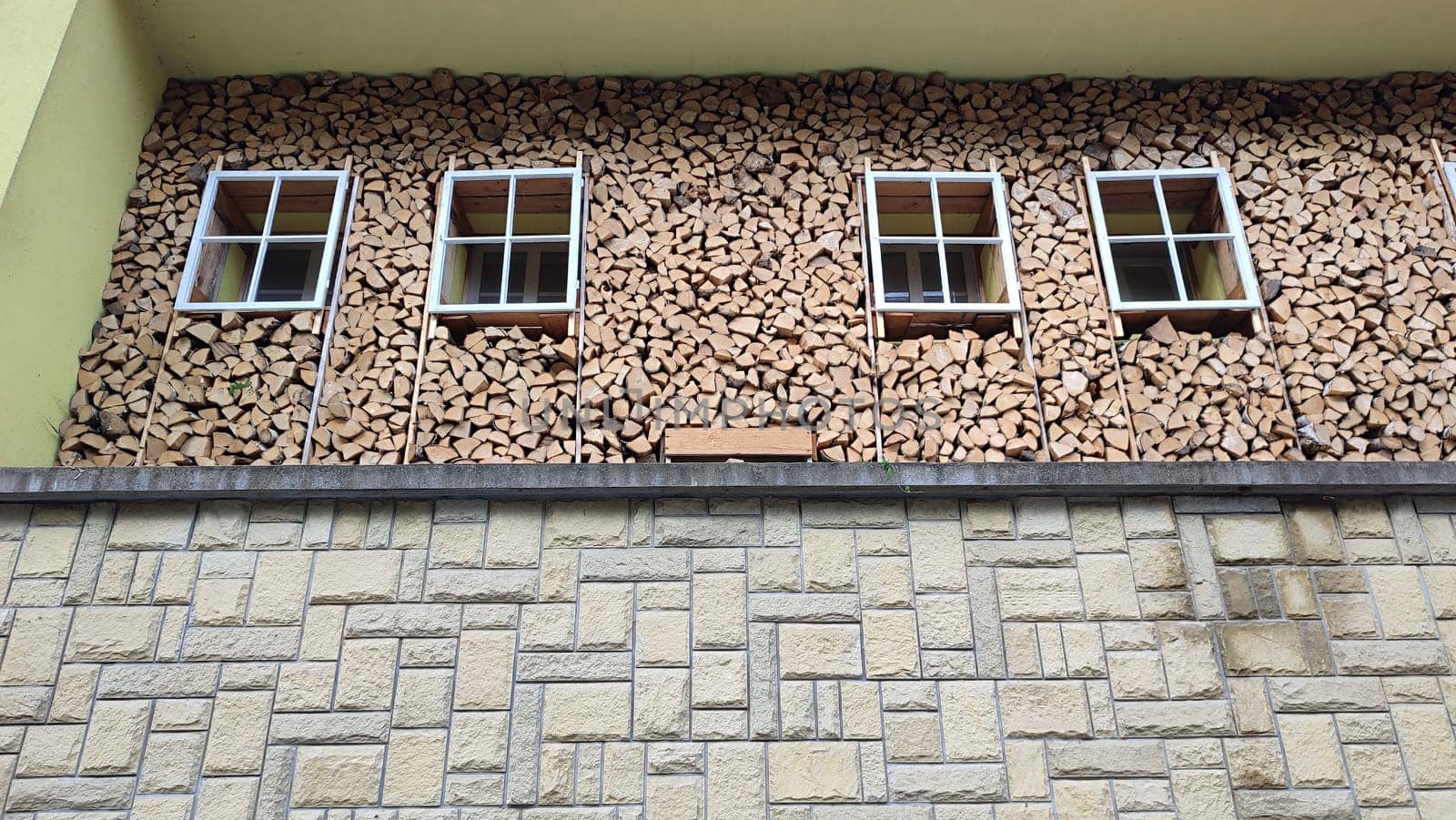 building hotel apartments residential house architect windows balconies brick construction texture materials objects. High quality photo