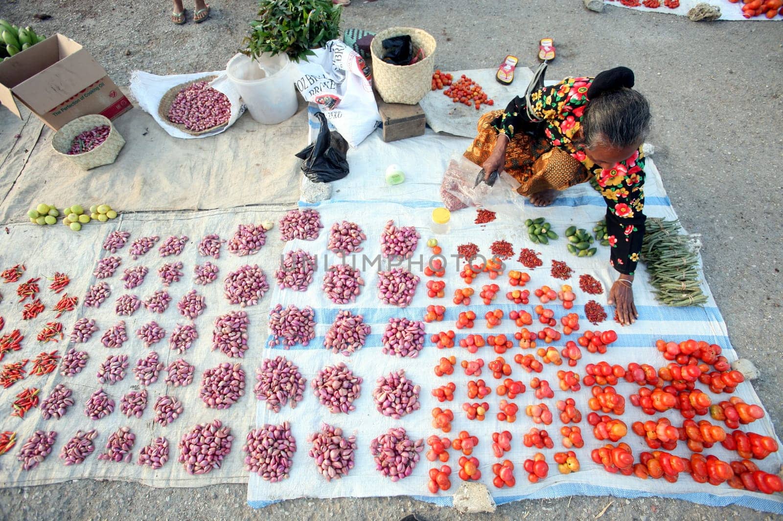 The weekly market in Lospalos in the east of Timor on the two separate island of Timor in Asia.