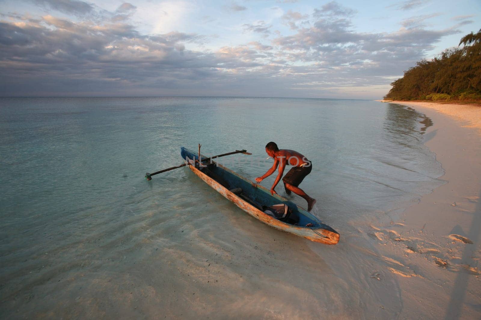 The beach landscape on Jaco Island in the background in the most easterly point on the Timor Sea in East Timor on the two separate island of Timor in Asia.
