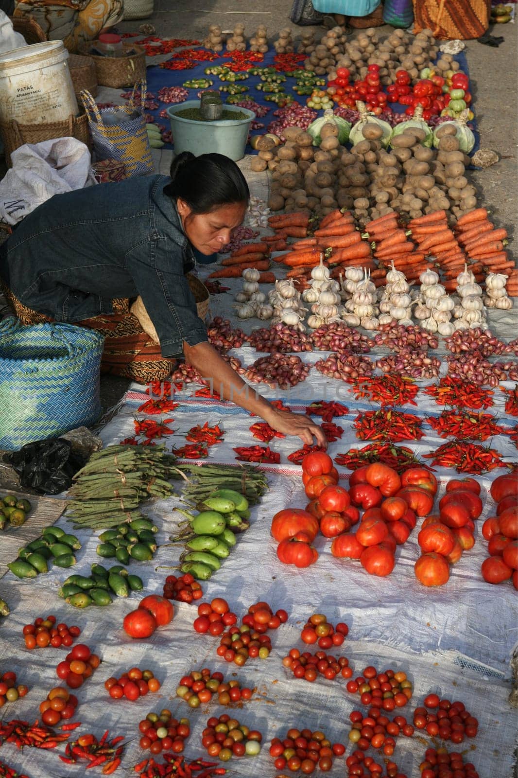 The weekly market in Lospalos in the east of Timor on the two separate island of Timor in Asia.
