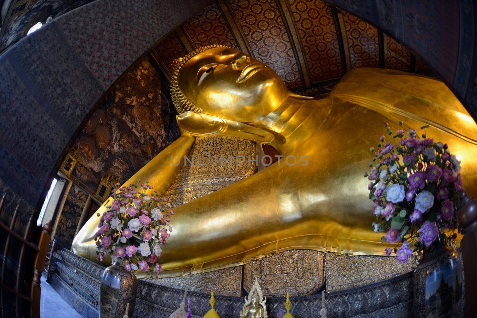 The Great Buddha at Wat Pho Temple in Bangkok,Thailand,South East Asia.