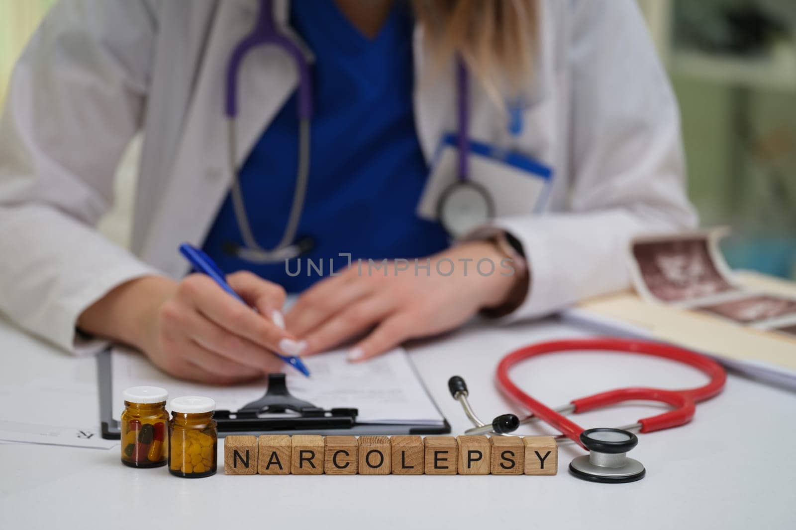 A qualified medical professional thoroughly documents vital information pertaining to narcolepsy and the patients care