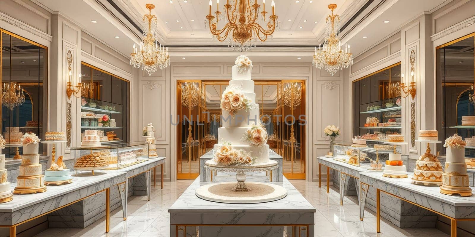Boutique with chic wedding cakes. High quality photo