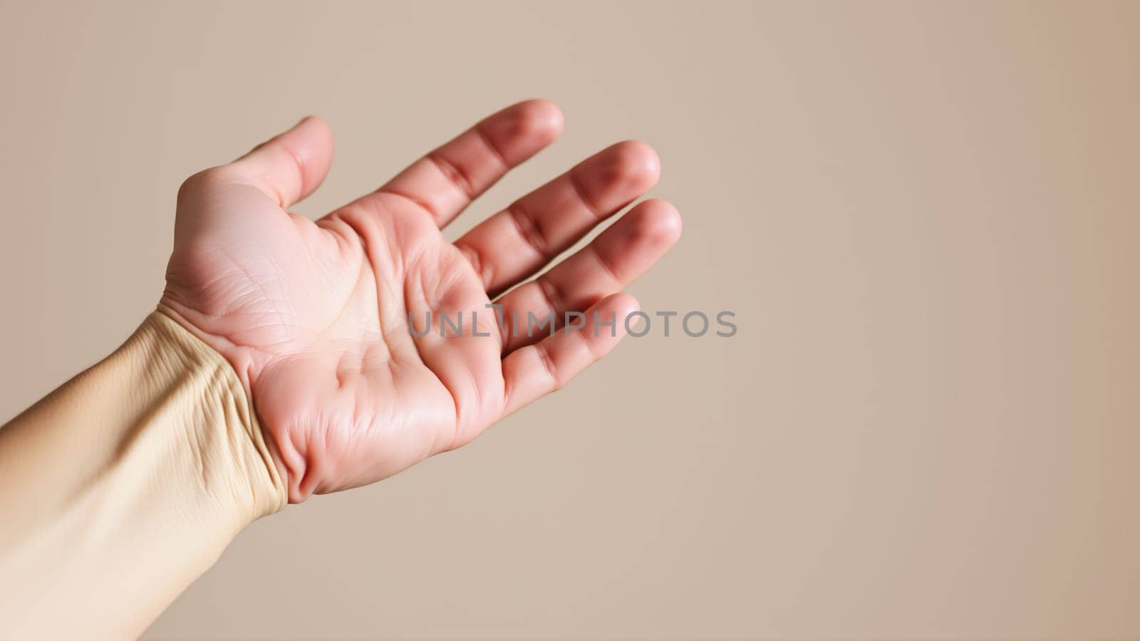 Outstretched Hand on Isolated Background. High quality photo