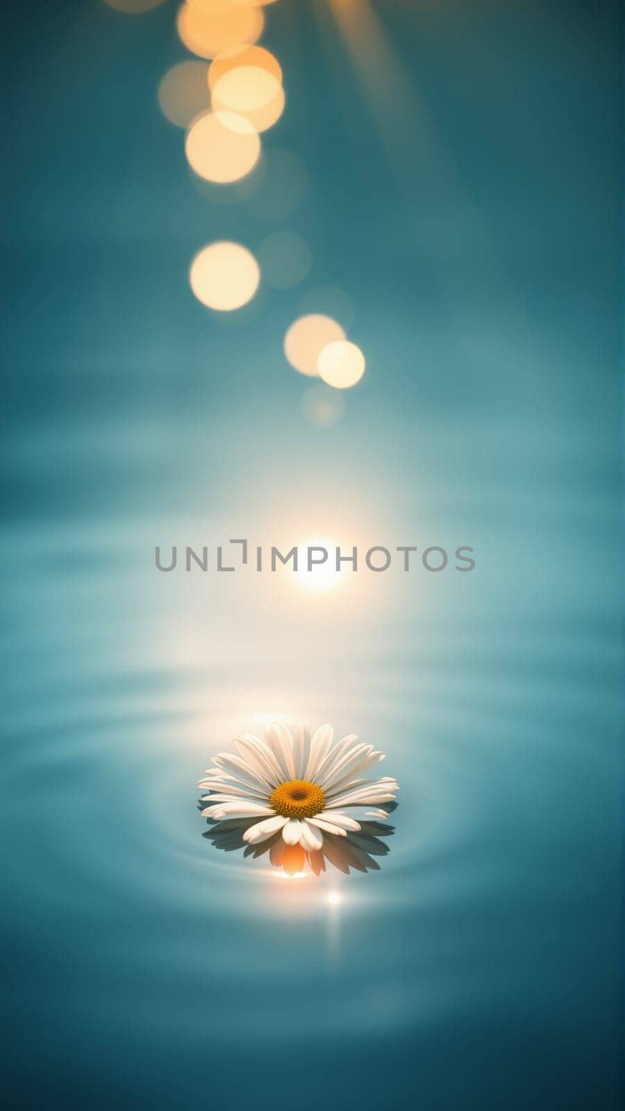 Chamomile flower floating in water. High quality photo