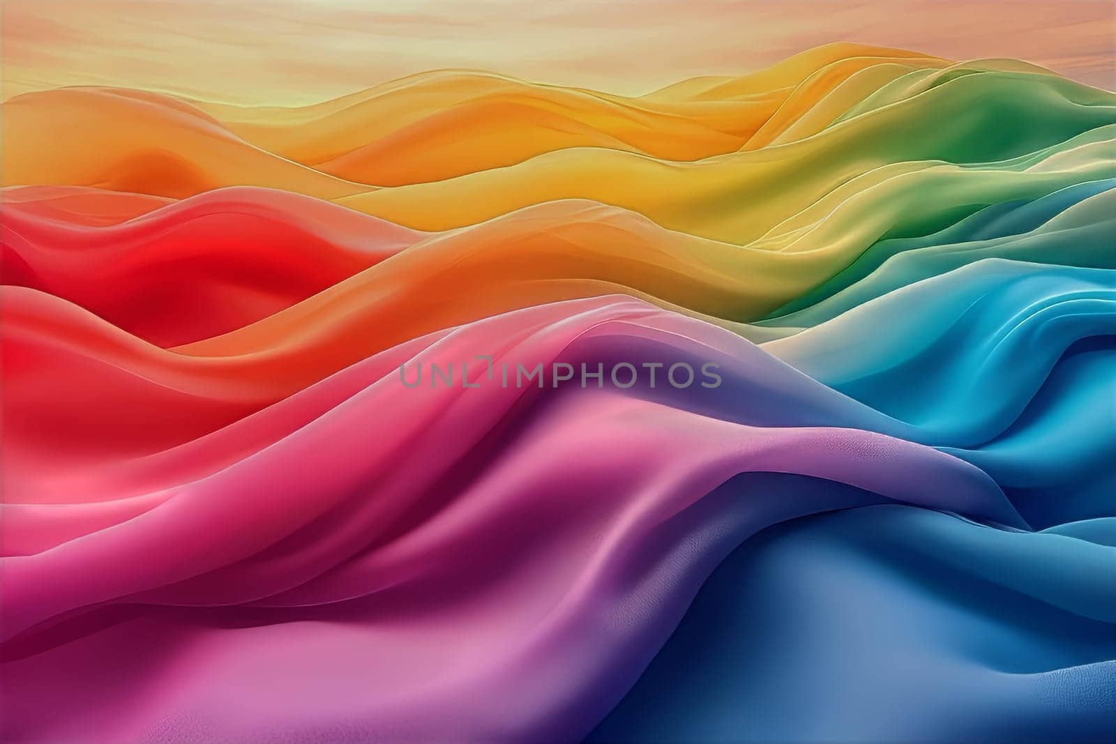 Bright, flowing waves of color blend together in stunning layers, capturing the beauty of light at sunset in an artistic display.