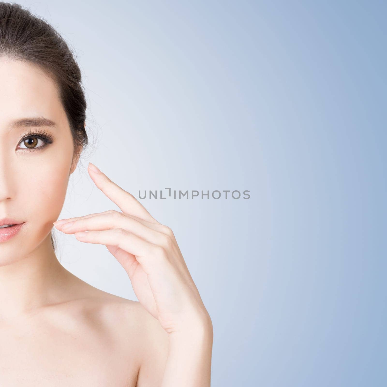 Asian glamour of beauty face, closeup portrait.