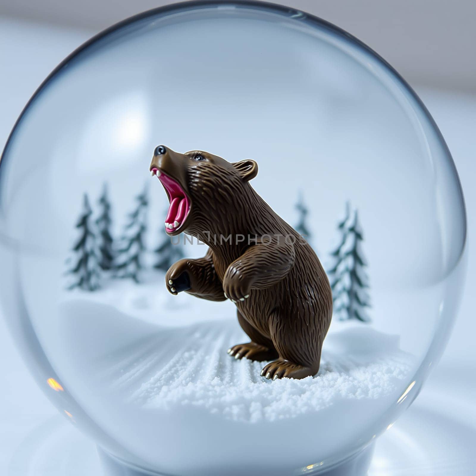 Bear inside a snow globe. High quality photo