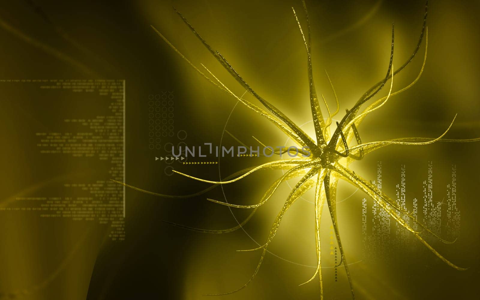 Digital illustration of neuron in colour background