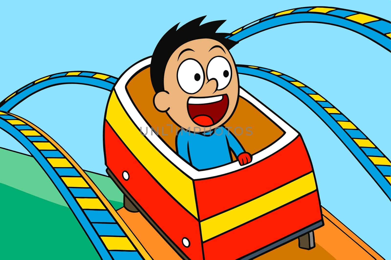 an amusement park attraction that consists of a light railroad track with many tight turns