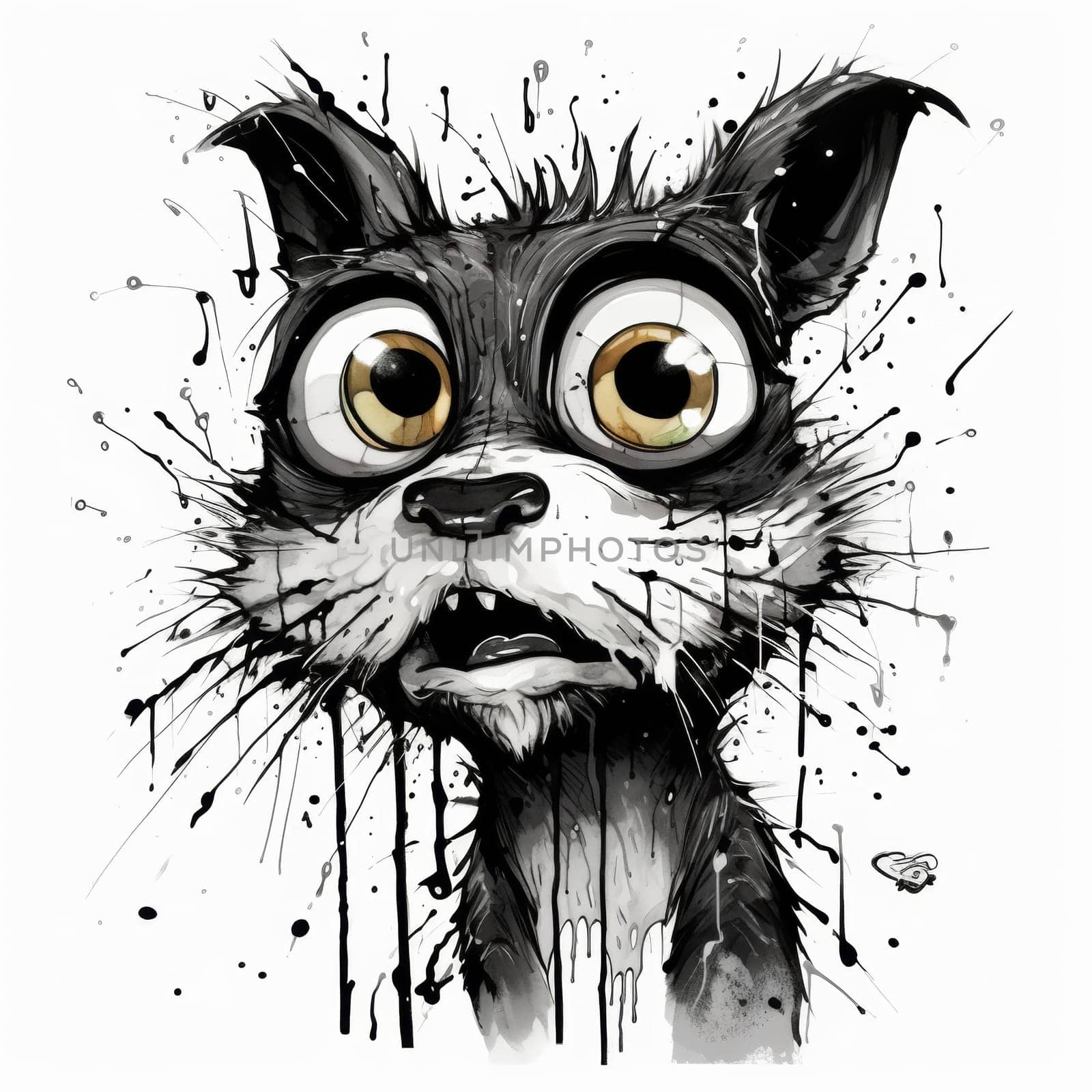 Funny frightened squirrel on a white background. High quality photo