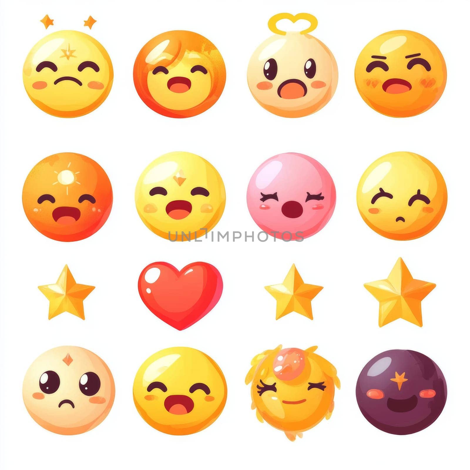 Funny emoticons on a white background. High quality photo