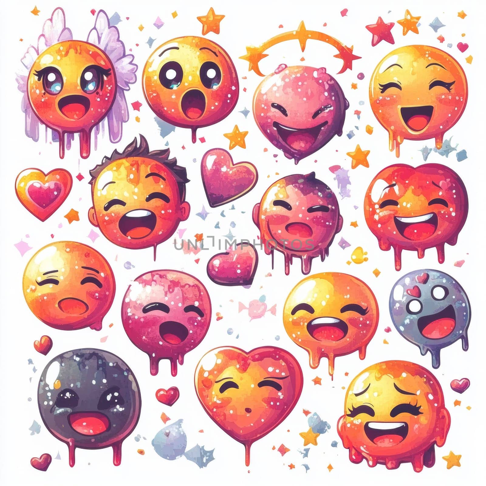 Funny emoticons on a white background. High quality photo