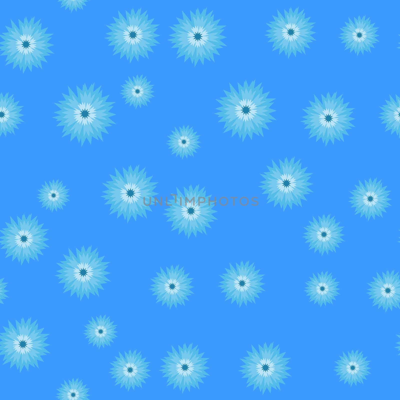 Seamless pattern with blue flower cornflower isolated on white background. Cartoon vector centaurea cyanus illustration