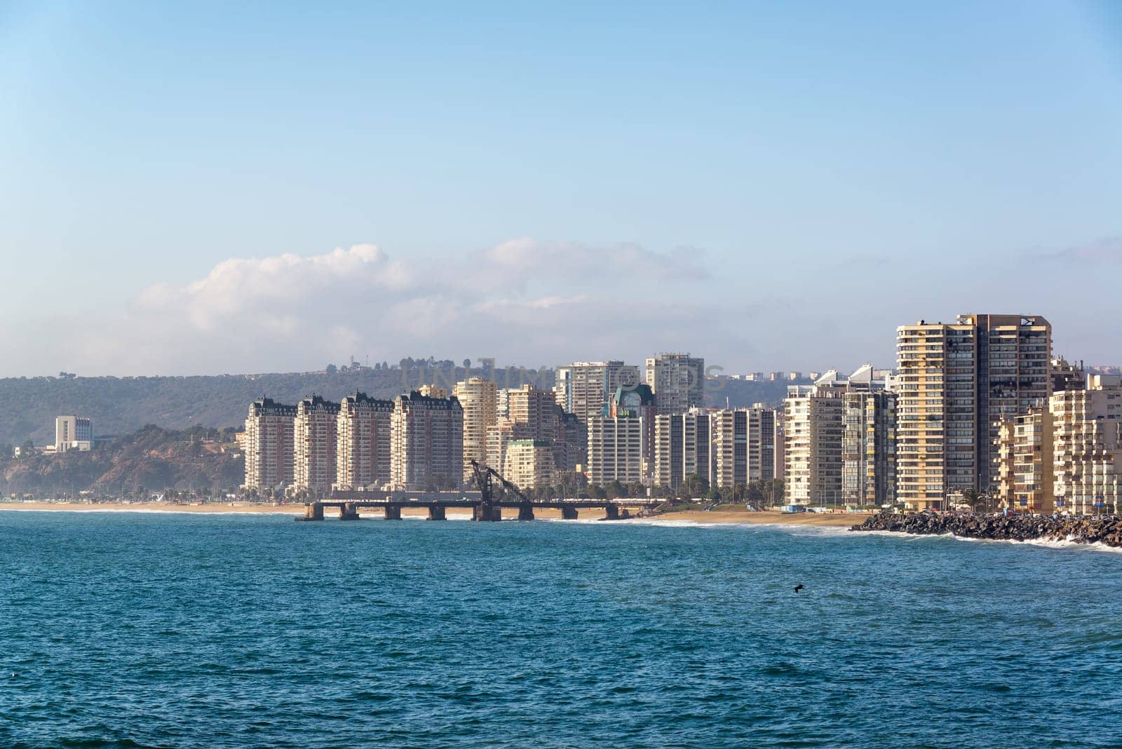 View of the Pacific Ocean and Vina del Mar, Chile