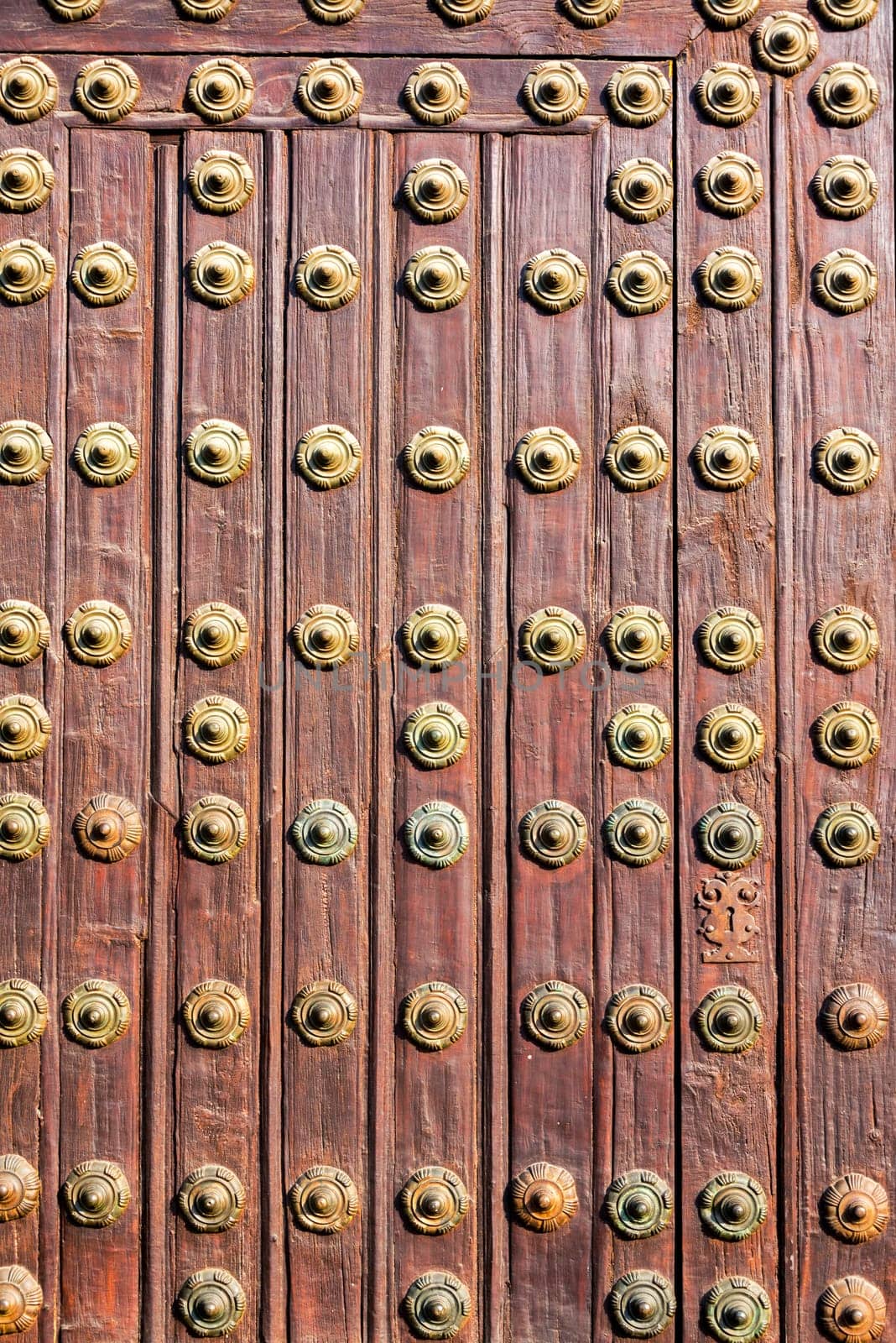 Details of the large wooden door on the cathedral in Puebla, Mexico