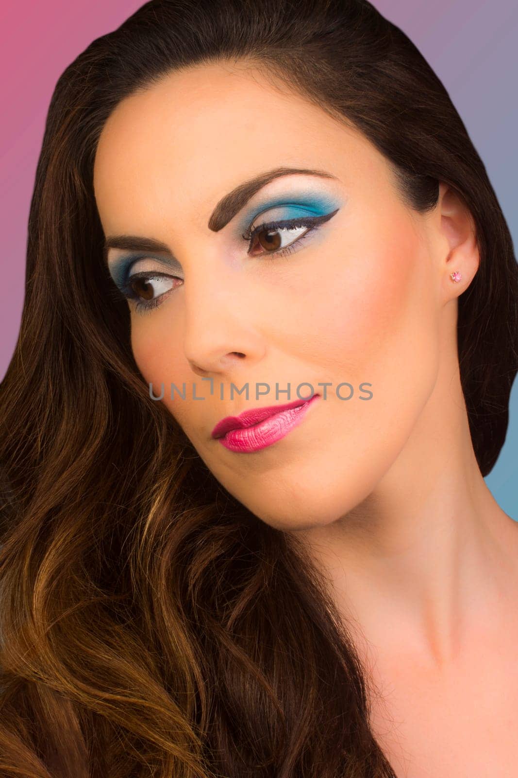 Beauty portrait about a pretty woman with make-up.