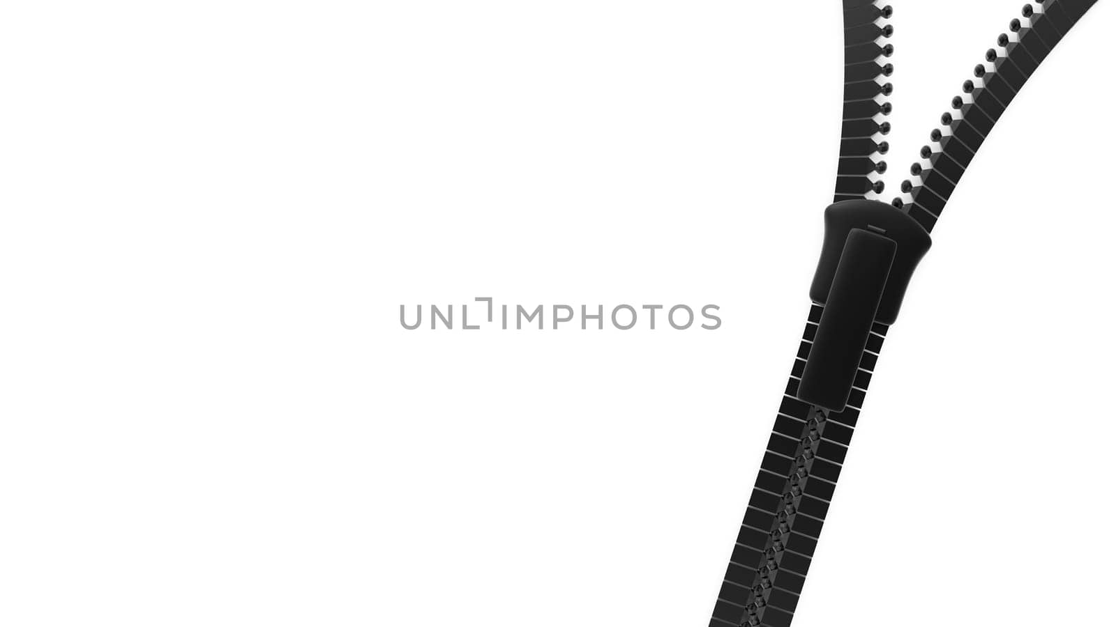 The open zipper, fastener, zip, buckle with clear background