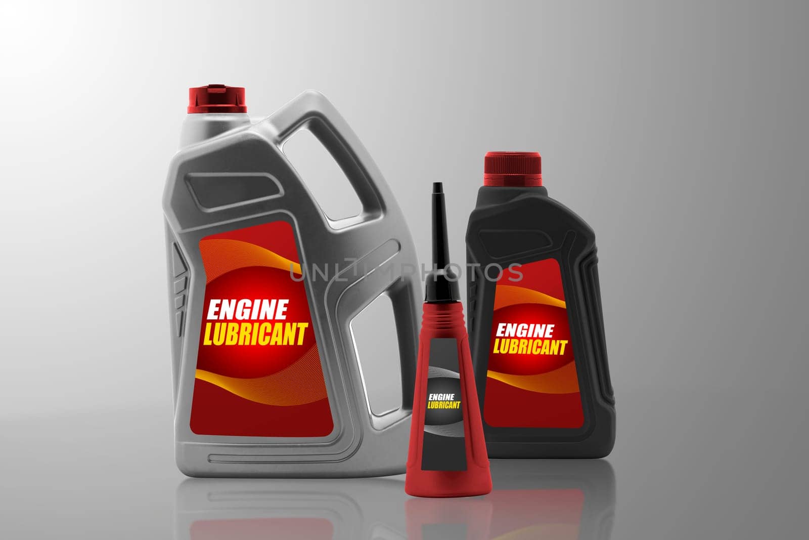 Plastic bottles from automobile oil isolated on a white background